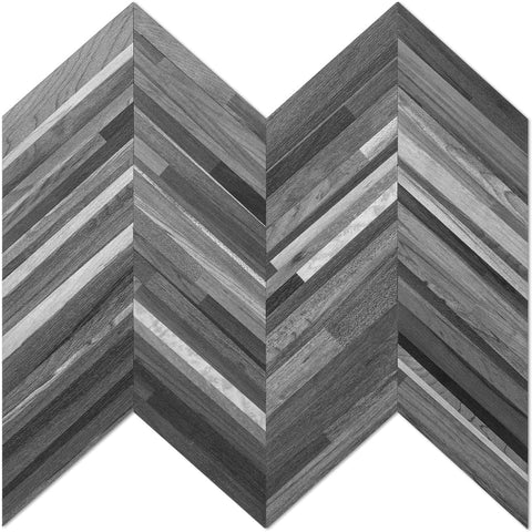 Black Vintage Wood Look Chevron PVC Tile - Canada