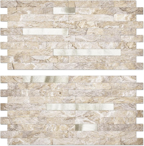Beige Sandstone Look Stacked PVC Mixed Golded Metal Chips - Canada
