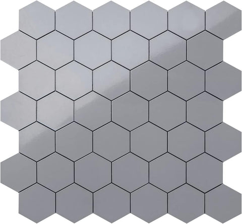 Polished Grey Ceramic Look Hexagon PVC Tile