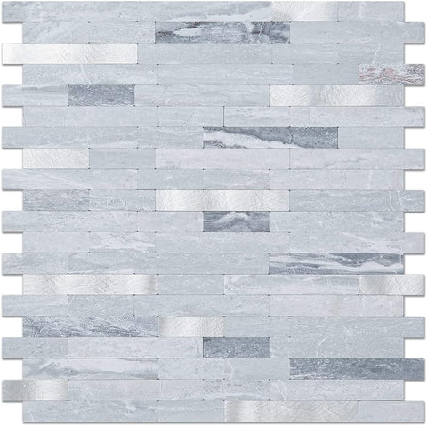 Light Grey Faux Stone Stacked PVC Mixed Silver Metal Chips - Canada