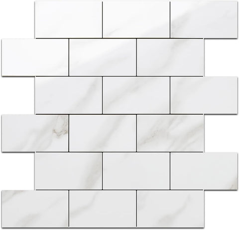Polished White Marble Subway PVC Tile - Canada