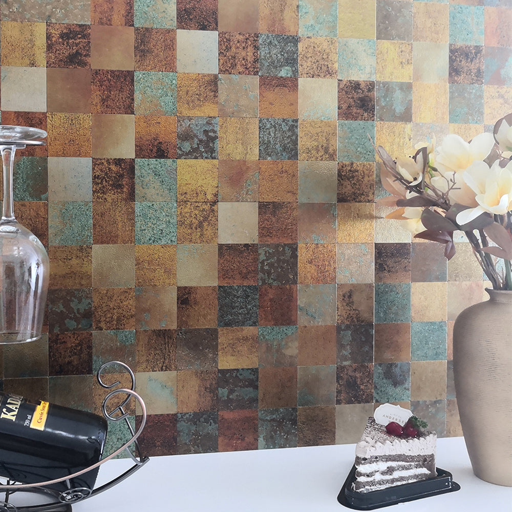 copper peel and stick backsplash tiles