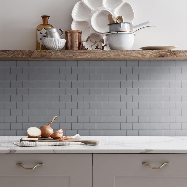 Polished Grey Ceramic Look Subway PVC Tile - UK