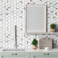 White Marble Look Hexagon PVC Mixed Golded Metal Chips