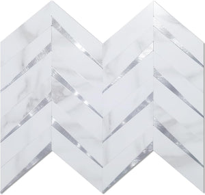 Polished Marble Look PVC Tile Mixed with Silver Metal Chips