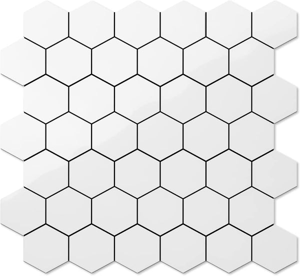 Polished White Ceremic Look Hexagon PVC Tile