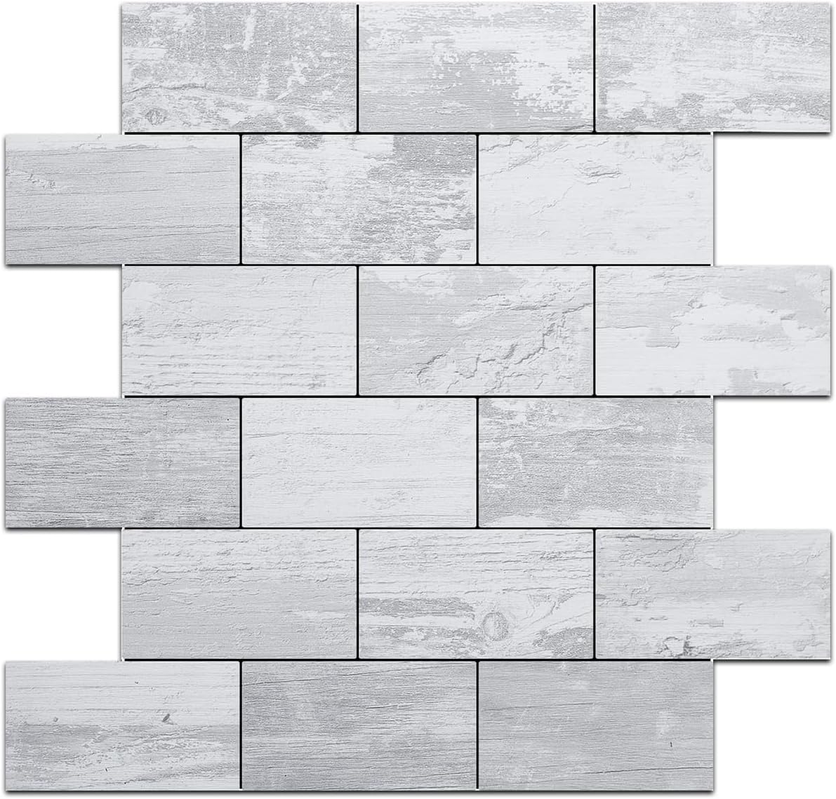 White Vintage Wood Subway PVC Tile - Canada