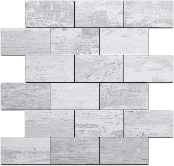 White Vintage Wood Subway PVC Tile - Canada