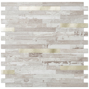 Brown Birch Stacked PVC Tile Mixed Gold Metal Chips