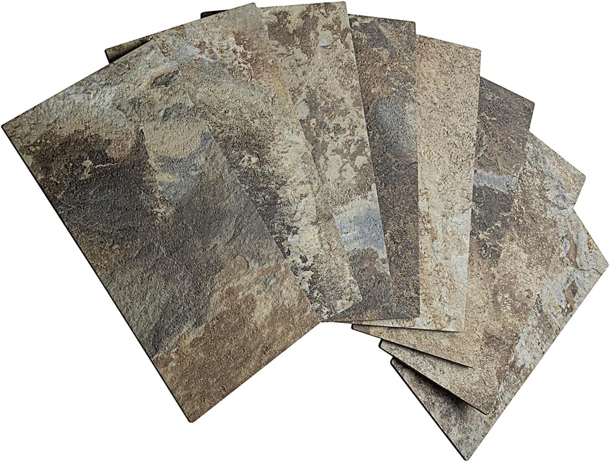 Beige and Brown Slate Subway PVC Tile