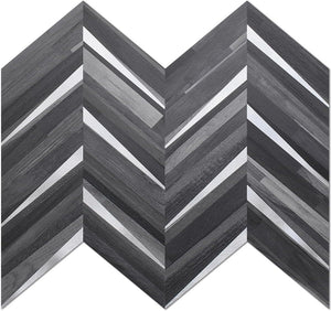 Black and Gray Wood Look PVC Tile Mixed Silver Metal Chips