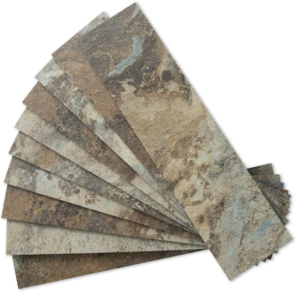 3''x12'' Beige & Brown Slate Subway PVC Tile