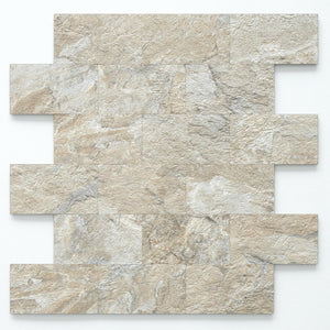 Beige Sandstone Sheeted PVC Subway Tile Sheet