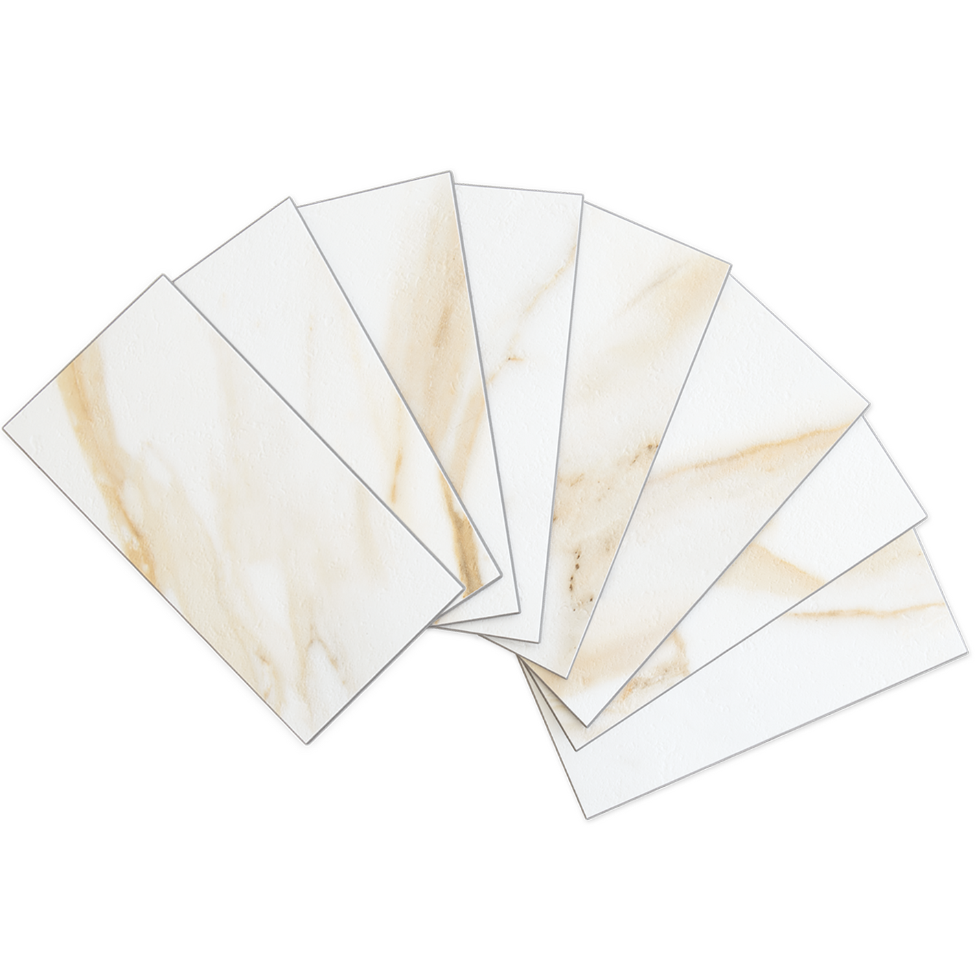3‘’x6'' Calacatta Gold Marble PVC Subway Tile with Faux Gray Grout Line