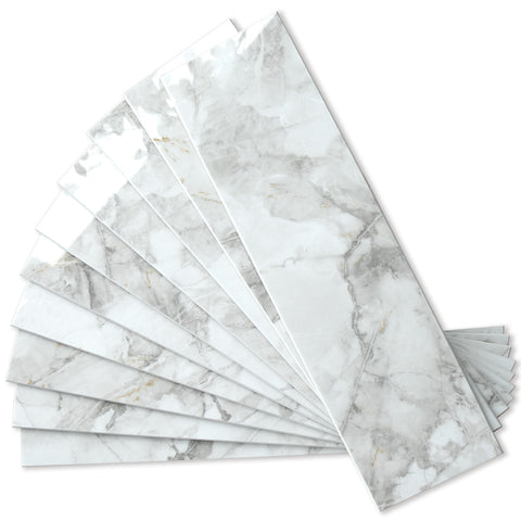 Polished White Marble 3''x12'' Subway PVC Tile