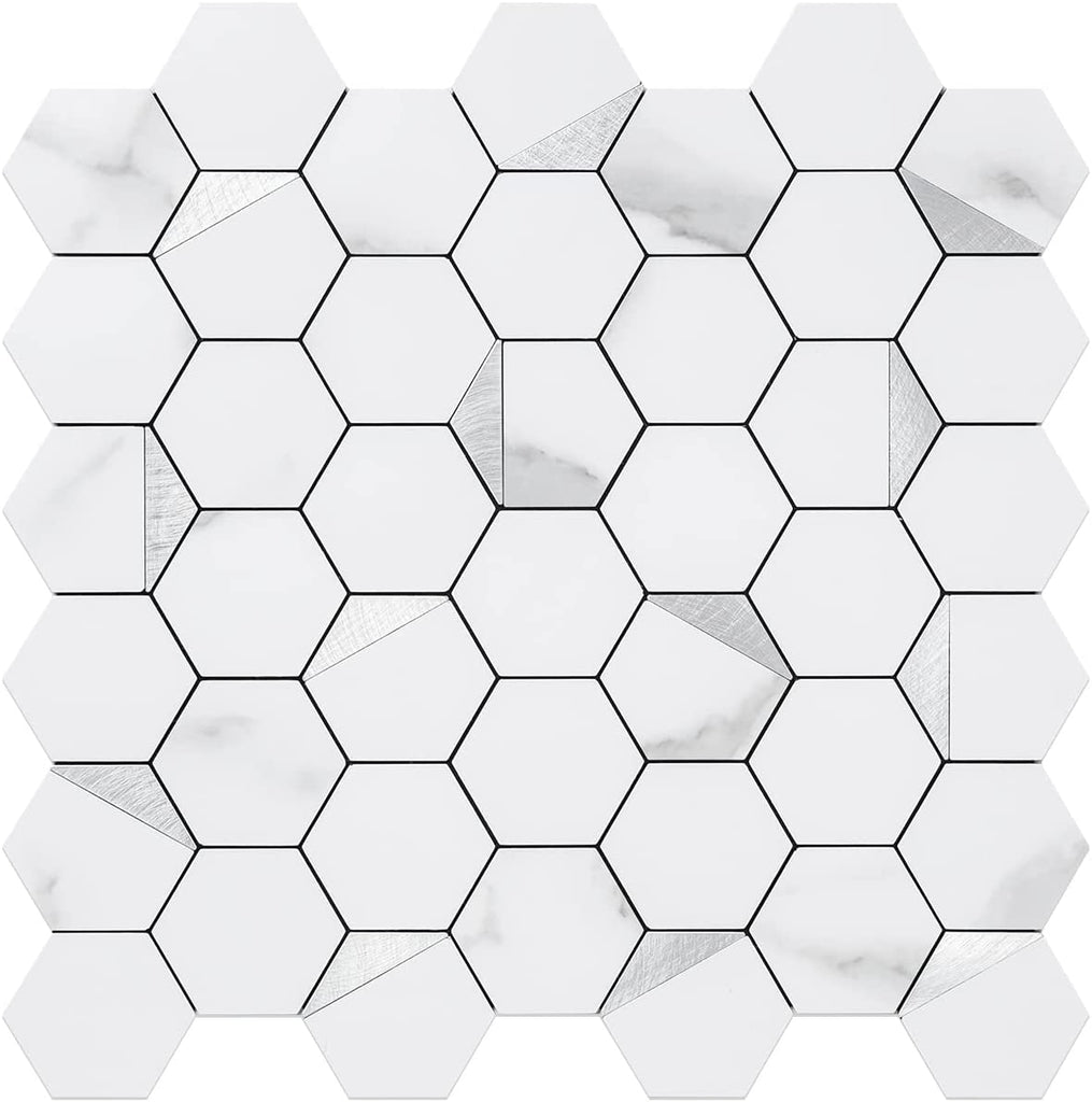 Mixed Metal Hexagon Peel and Stick Tile