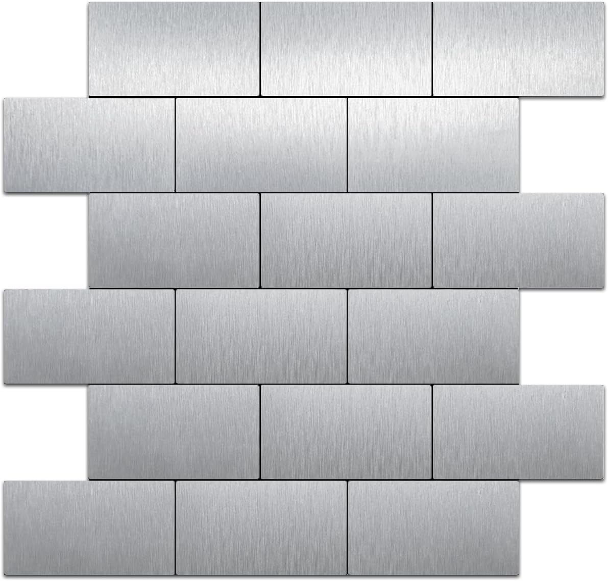 Silver Brushed Aluminum Subway PVC Tile Sheet