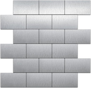 Silver Brushed Aluminum Subway PVC Tile Sheet