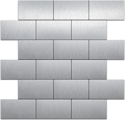 Silver Brushed Aluminum Subway PVC Tile Sheet