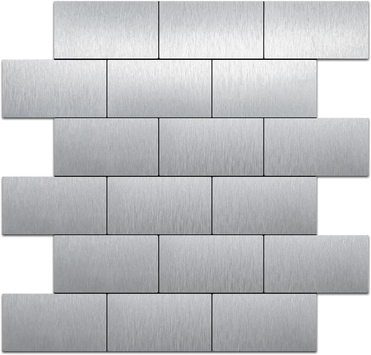 Silver Brushed Aluminum Subway PVC Tile