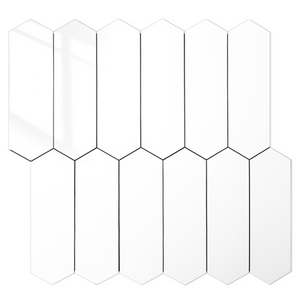 Polished White Ceramic Look Elongated Hexagon PVC Tile