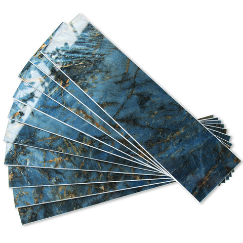 Polished Blue Marble 3''x12'' Subway PVC Tile