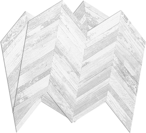 White Vintage Wood Chevron PVC Tile - Canada