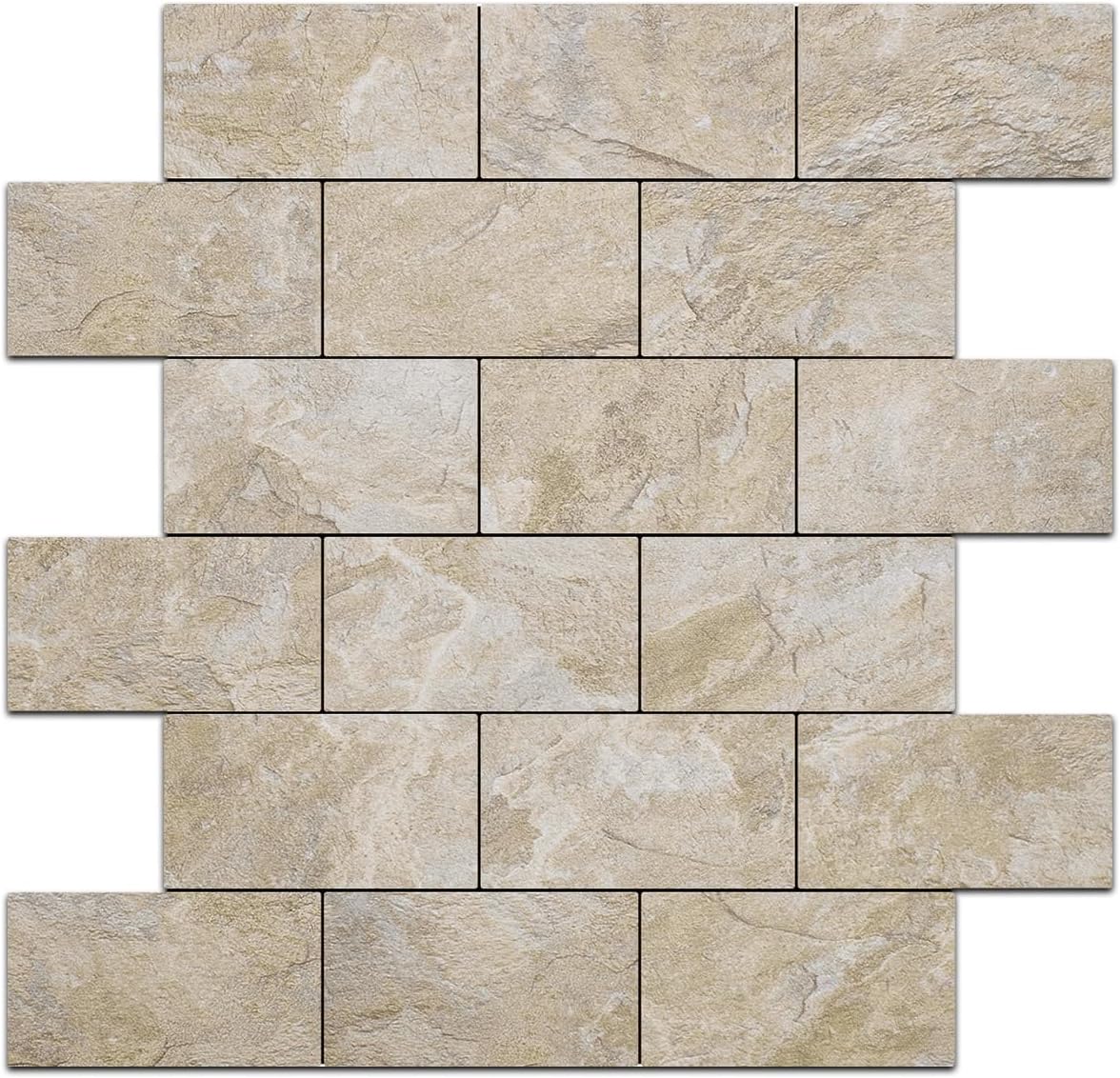 Beige Sandstone Look Subway PVC Tile