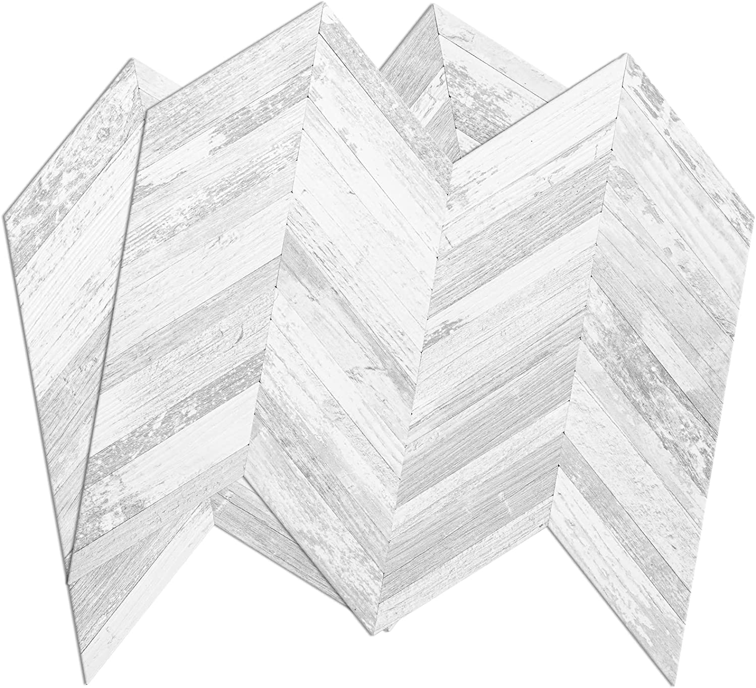 White Vintage Wood Chevron PVC Tile