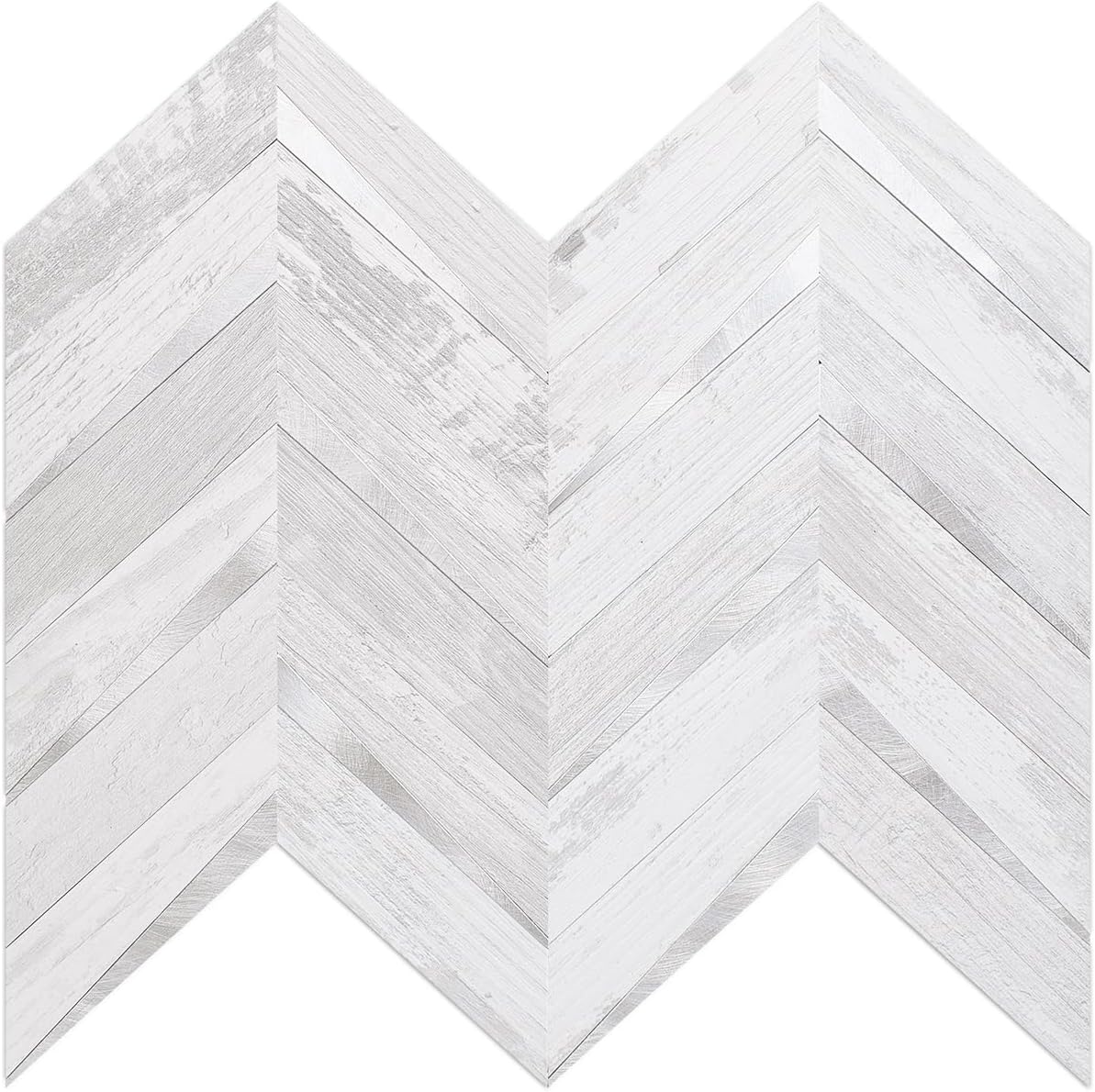 White Birch Chevron PVC Tile Mixed Silver Metal Chips