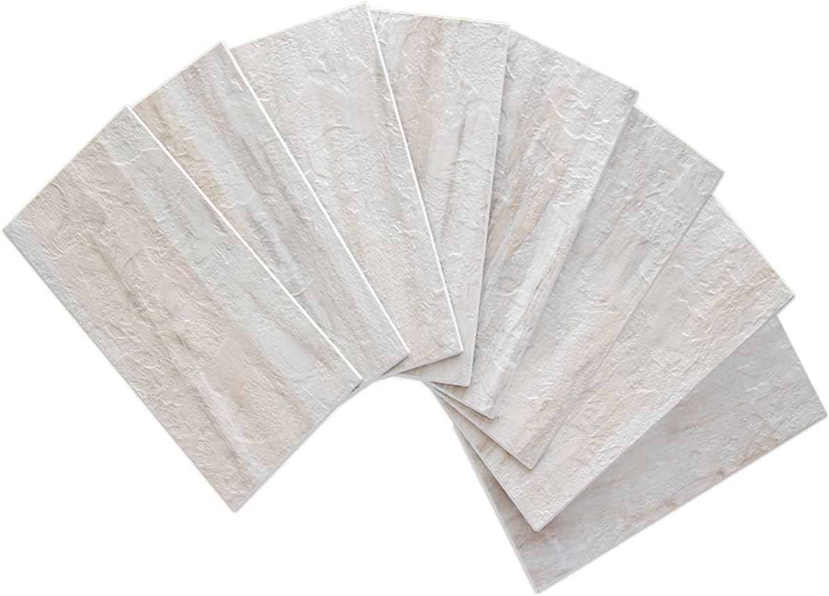 3‘’x6'' Beige Slate Subway PVC Tile with Faux Grout Line