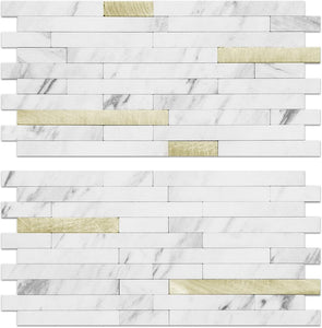 White Faux Stone Stacked PVC Mixed Light Golded Metal Chips - Canada