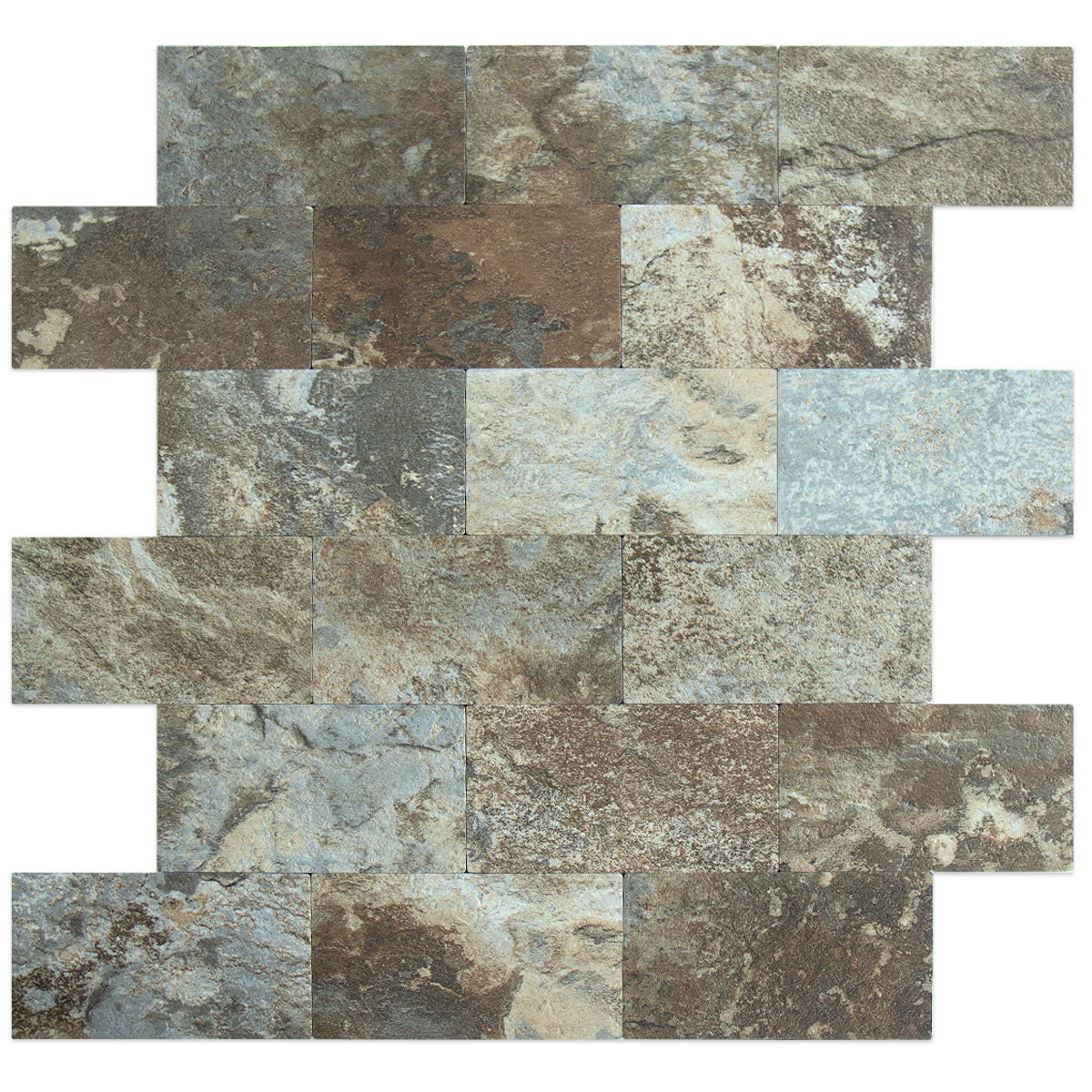 12'' x 12'' Beige & Brown Slate Subway PVC Sheet