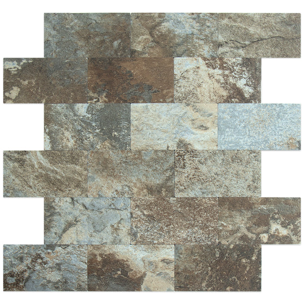 12'' x 12'' Beige & Brown Slate Subway PVC Sheet