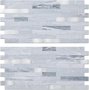 Bluish Gray Stone PVC Tile Mixed Metal Silver