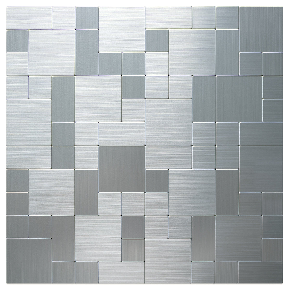 Silver Brushed Stainless Square Mosaic PVC Tile