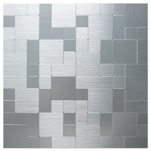 Silver Brushed Stainless Square Mosaic PVC Tile