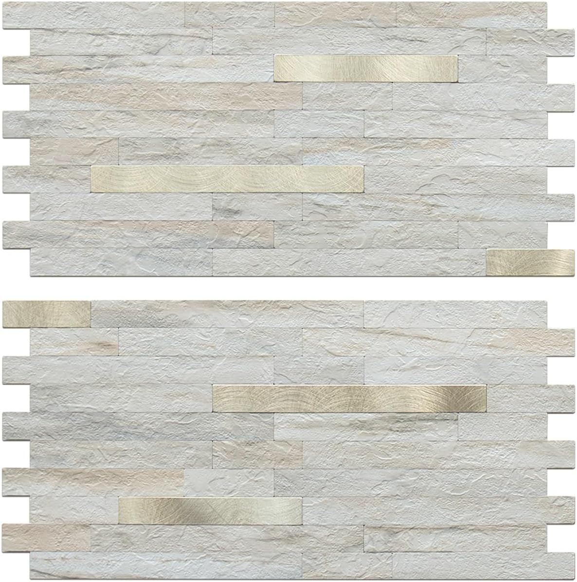 Beige Slate PVC Linear Mosaic Mixed Silver Light Gold