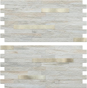 Beige Slate Stacked Linear PVC Mixed Silver Light Gold