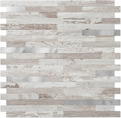 Brown Birch Stacked PVC Mixed Silver Metal Chips