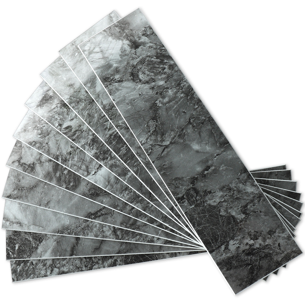 3''x12'' Polished Dark Grey Marble 3''x12'' Subway PVC Tile