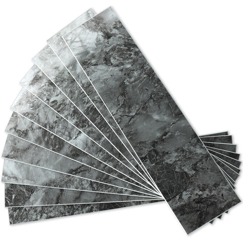 Polished Dark Grey Marble 3''x12'' Subway PVC Tile