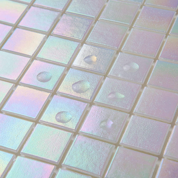 White Rainbow Square Glass Tile