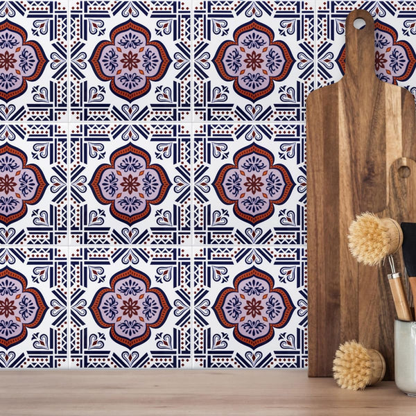 Colorful Talavera Mexican PVC Tile - Style 6