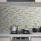 Light Brown Marble Look PVC Stacked Tile Mixed Bronze Metal Chips