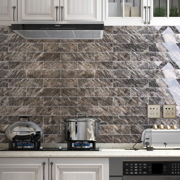 Polished Brown Marble 3''x12'' Subway PVC Tile