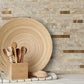Beige Marble Look Stacked PVC Tile Mixed Golden Metal Chips