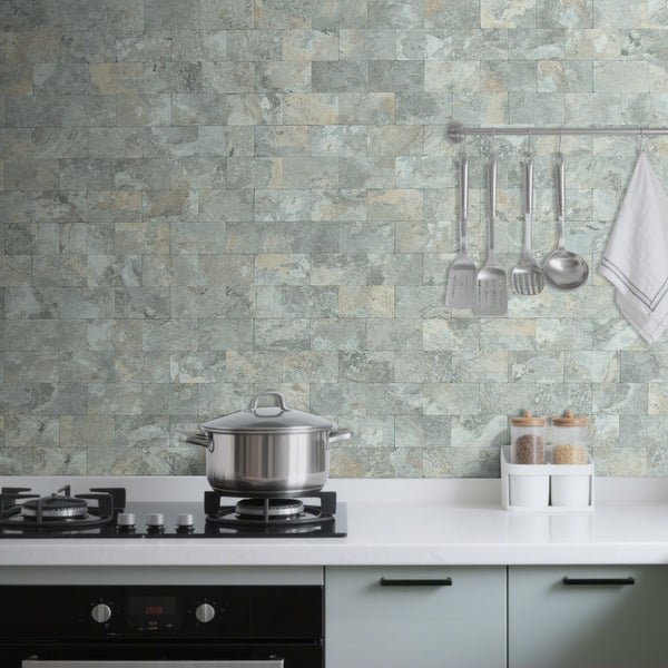 12‘’x12'' Grey and Beige Slate Subway PVC Sheet