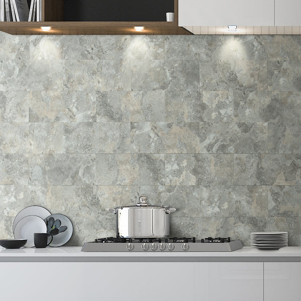 6‘’x12'' Grey and Beige Slate Subway PVC Tile