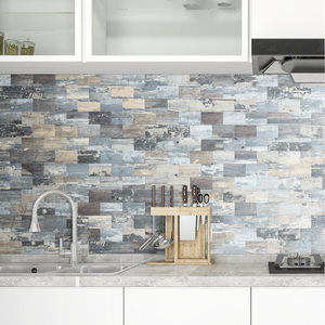 Distressed Wood Subway PVC Tile Sheet